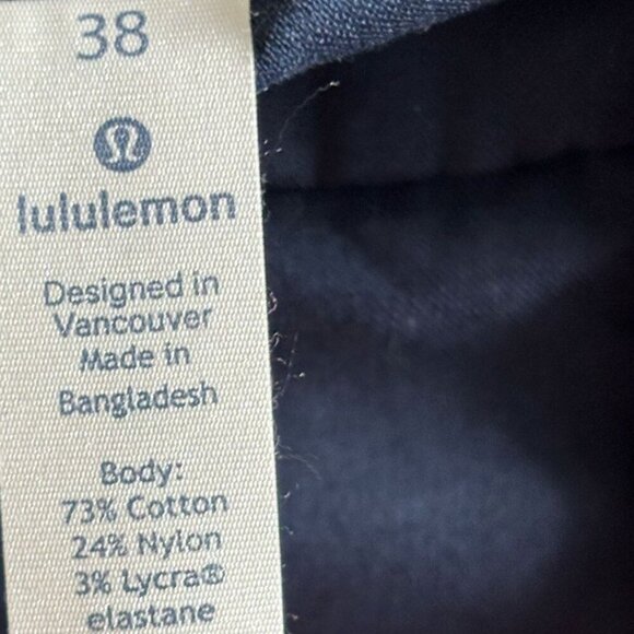 Lululemon Men Front Button Closure Two Side Back Pocket Trouser Navy Blue Sz 38 - Picture 7 of 14